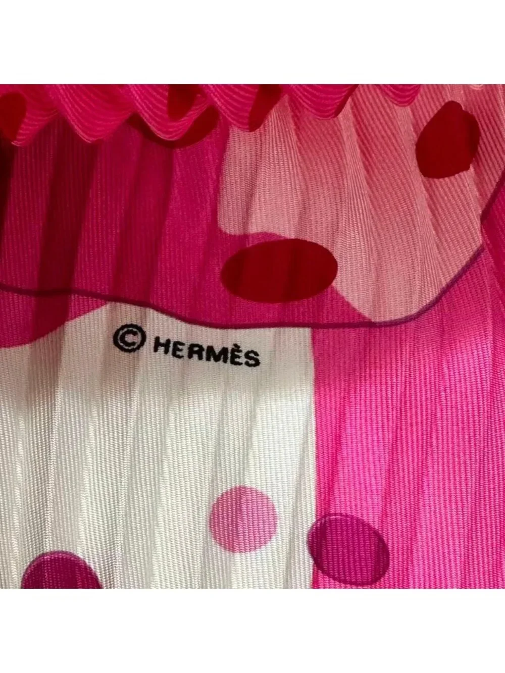 Hermes Pleats Scarf Silk Hola Flamenca! Pink